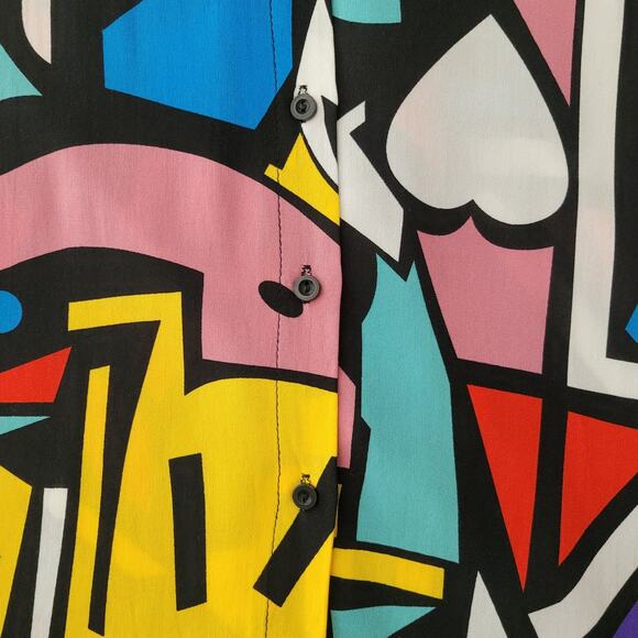 NWT Big Dart Abstract Button Front Shirt Size 12 Multi Artsy Festival Maximalist - Picture 3 of 10